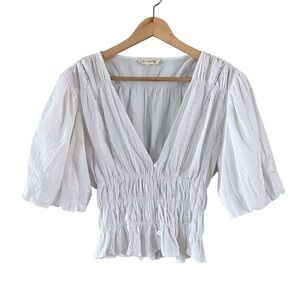 By Together White Crochet Puff Sleeve Blouse